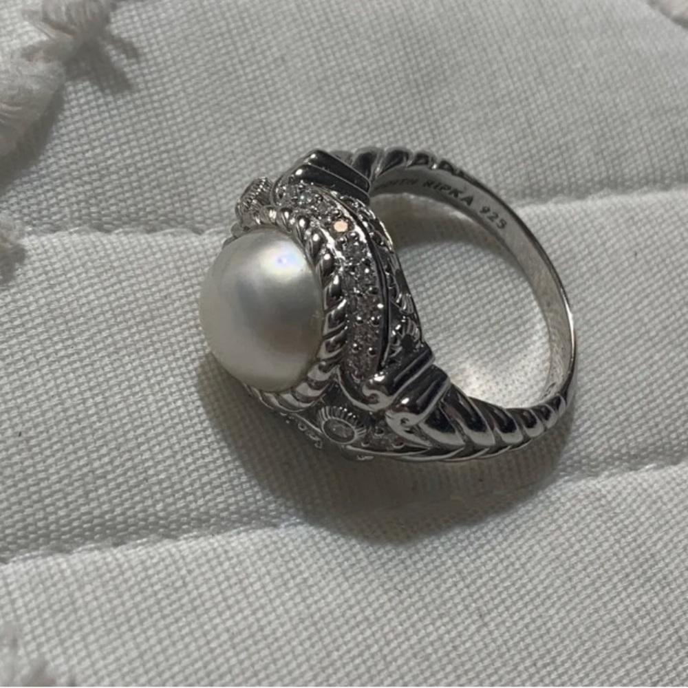 Judith Ripka Sterling Silver Ring Approximate Size 11 Diamonique CZ Pearl